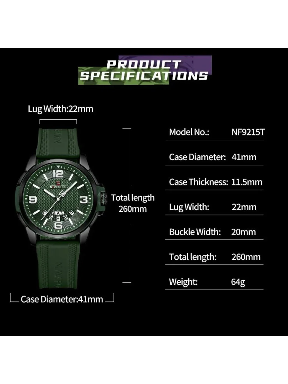Unisex Green Analog Quartz Silicone Strap Sports Military Waterproof Wrist Watch